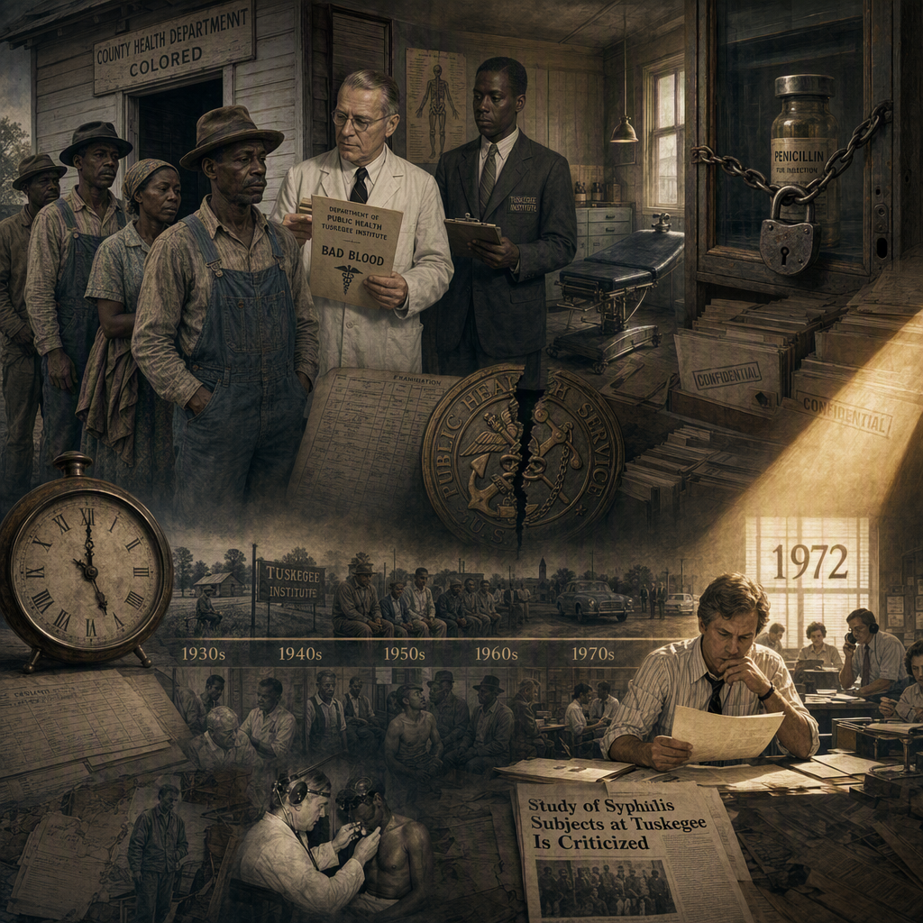 AI concept art inspired by The 40-Year Tuskegee Syphilis Experiment on Impoverished Black Men